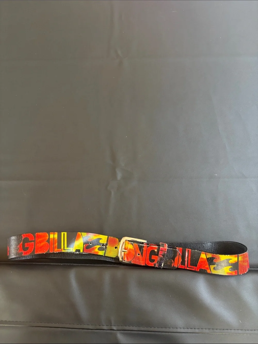 Billabong Flame Logo Graphic Belt Black Red Orange Y2K Skate Surf